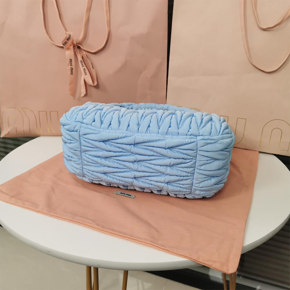Miu Wander matelasse regenerated nylon hobo bag